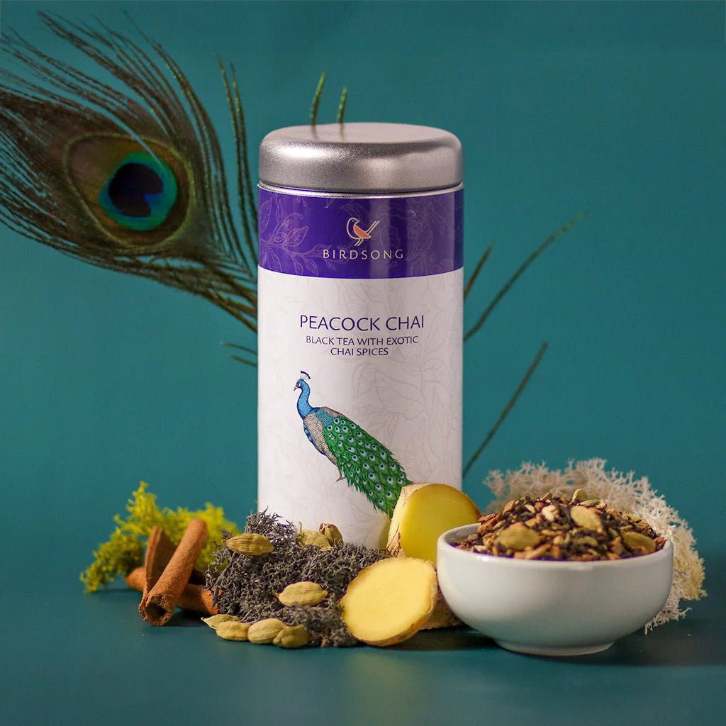 Peacock Chai loose-leaf black tea with cardamom, ginger and cinnamon